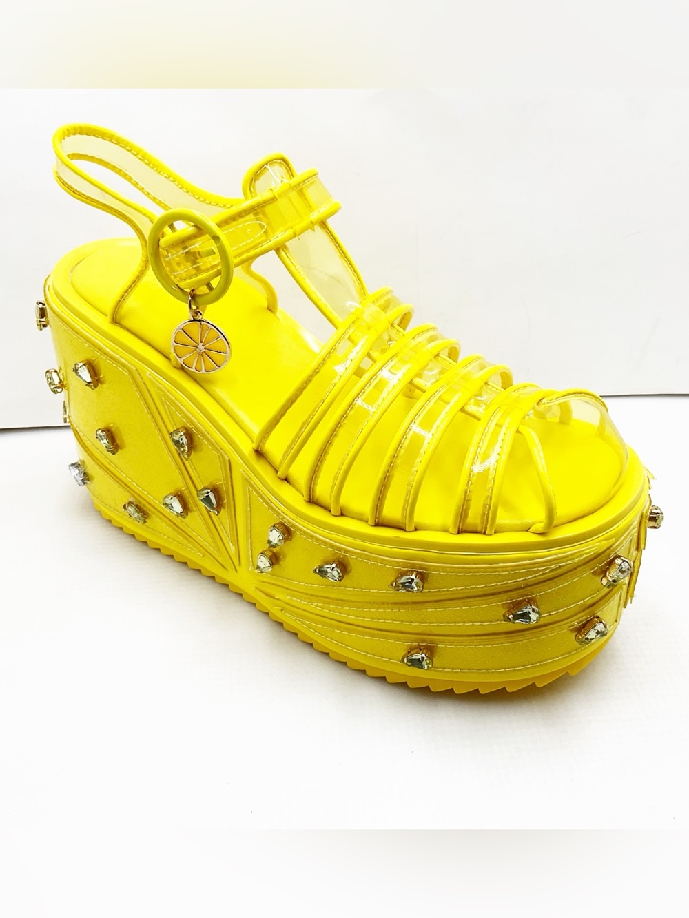 {Sugar Thrillz} Lemon Wedge Sugar Rush Jelly Platform Sandals - Picture 13 of 15